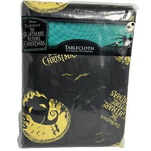 Disney Nightmare Before Christmas Tablecloth 70" Round Oogie Boogie Black Yellow